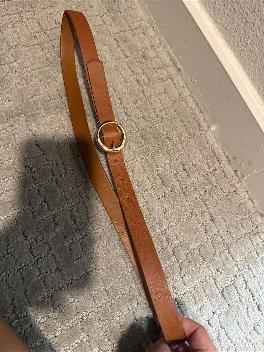 Forever 21 Tan Belt with Gold Round Buckle